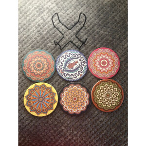 Ceramic Mandala Coasters 6 Pack Multi